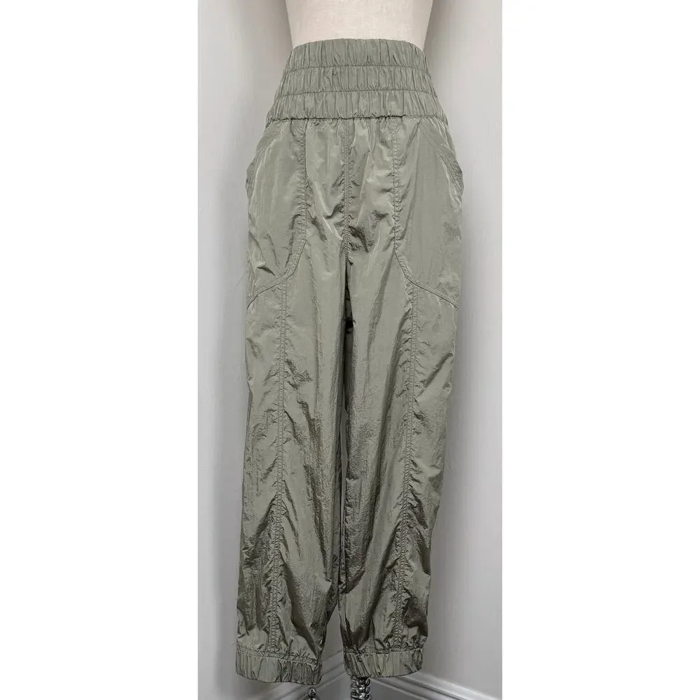 Free People FP Movement Olive Green Nylon Balloon Pants Jogger Women’s Large